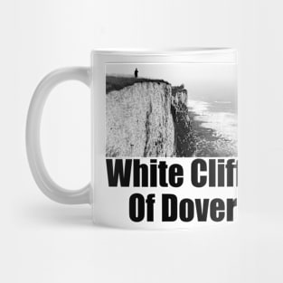 White Cliffs of Dover Black and White Photography Travel Landscape (black text) Mug